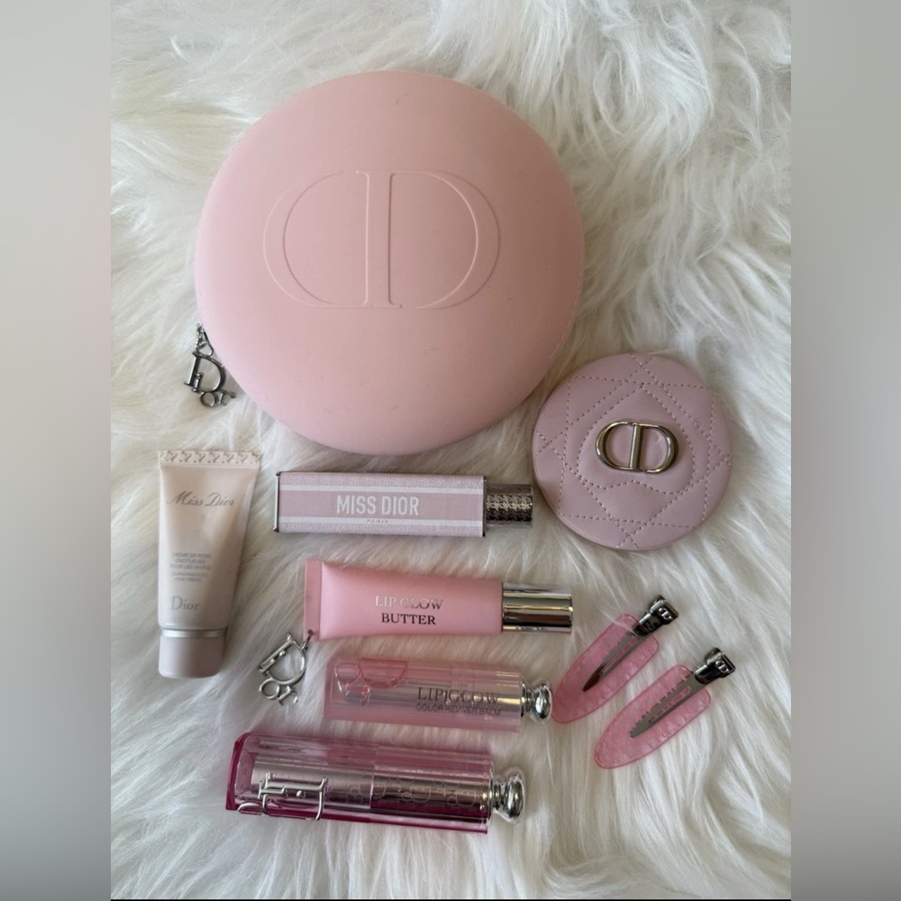 DIOR Trousse Round Pink Silicone GWP Zip Pouch CD Logo NWOT